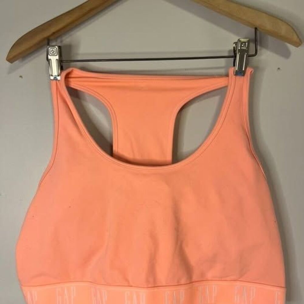 GAPFit Powermove Sports Bra XXL Neon Coral Peach Racerback Keyhole Activewear